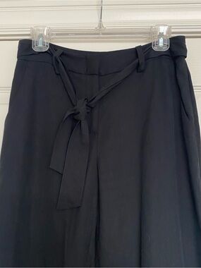 Wide-Leg Tie-Waist Black Pants